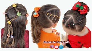 Penteados Fáceis com Elásticos para Meninas | Easy Hairstyles with Rubber Bands for Girls 