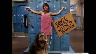 Villainess left bound and gagged in locker room (Tiffani Thiessen)