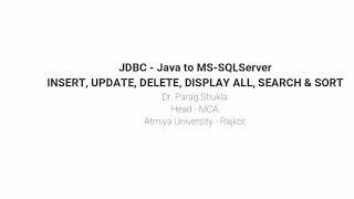 JDBC - Java to MS-SQL Server Database Connection (INSERT, UPDATE, DELETE, DISPLAY, SEARCH & SORT)