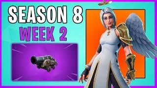 Fortnite Season 8 Week 2 - All Challenge Guide (Secret Banner, N/S/E/W Locations, cannons!)