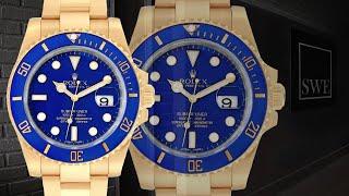 Rolex Submariner Yellow Gold Blue Dial Ceramic Bezel Mens Watch 116618 | SwissWatchExpo [Wrist Roll]