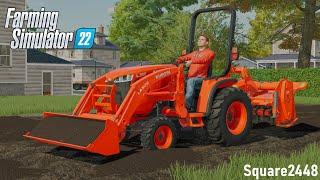 Tilling Garden & Spreading Compost! | FS22 Landscaping