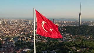 Çamlıca Kulesi ve TÜRK Bayrağı - Camlica Tower İstanbul 4K
