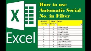 How to use Automatic Serial Number in Excel Filter | Methods to add Serial No. in Excel  || Hindi ||