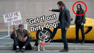 Biker Kicks Homeless Man’s Dog for Fun, Unaware Keanu Reeves Is Watching