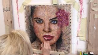 Time Lapse Speed painting string art female girl woman face portrait .. Amy Giacomelli #stringart