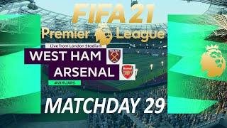 FIFA 21 West Ham vs Arsenal | Premier League 2021 | PS4 Full Match