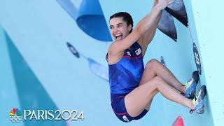 Brooke Raboutou climbs to third in bouldering semis, Janja Garnbret near perfect | Paris Olympics