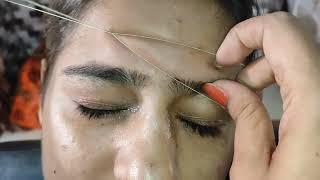 Thick to thin eyebrow threading tutorial, fine shape of eyebrow threading,eyebrow threading tutorial