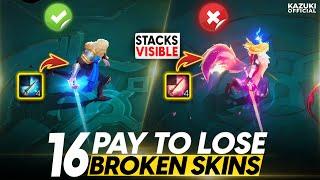 16 BROKEN SKINS THAT NERFS YOUR HERO | PAY TO LOSE | MOBILE LEGENDS