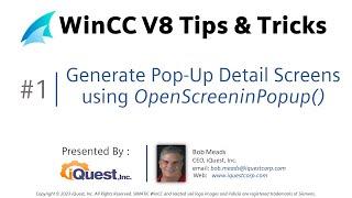 WinCC V8 Tip 1: Generate PopUp screen *without* Picture Window !!   Learn SCADA Programming