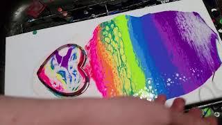 Relaxing and Awesome -- Trippy Rainbow Land, Poured Fluid Acrylics that GLOW