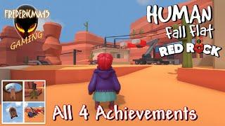 Human Fall Flat RED ROCK level - Full Walkthrough - All 4 Achievements / Trophies / Roche Rouge