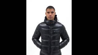 MONTERRAIN Shiny Carran Down Puffer Jacket Hooded Glossy Black Men | FootAsylum