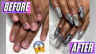 MAJOR ACRYLIC TRANSFORMATION | Long Grey Acrylic Nails | Watch Me Work | Spangley Nails