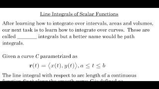 Line Integrals of Scalar Functions