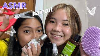 HAIRCUT ASMR with @asmrrichie (mouth sounds, visuals, liquid shaking, etc.)