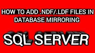 How to add ( .ndf/.ldf )  files on mirror database of SQL Server || SQL server Database Mirroring.