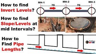 How to find invert levels of manholes?|sewer line drainage line slope|invert levels of drainage pipe