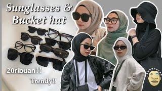 SHOPEE HAUL KACAMATA DAN BUCKETHAT  TRENDI 20ribuan ( kacamata yang sering di pake ootd )