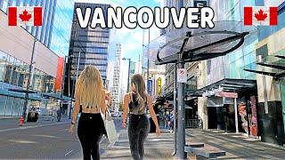  【4K】️  Downtown Vancouver BC, Canada.  Relaxing Walk.  Amazing Sunny Day. September  2023.