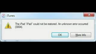 The iPad could not be restored. An unknown error occurred (3004)