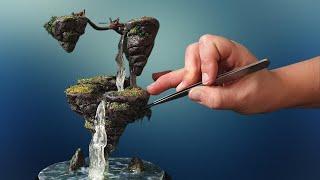 How To Sculpt Floating Island Diorama (CLAY & RESIN)