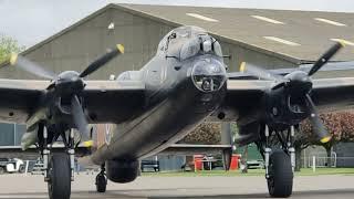 Avro Lancaster NX611 Just Jane launches her 4 Merlin engines.