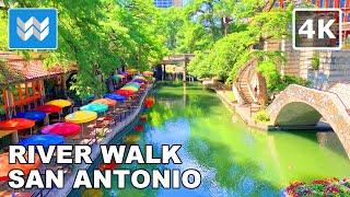 [4K] River Walk in San Antonio Texas USA - Virtual Walking Tour & Travel Guide  Binaural City Sound