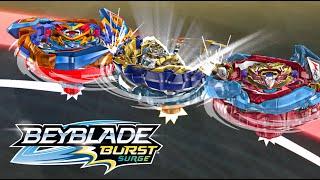 beyblade burst surge : mirage fafnir broken! free vs valt vs aiga