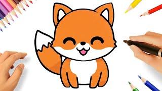 HOW TO DRAW A CUTE KAWAII FOX EASY 