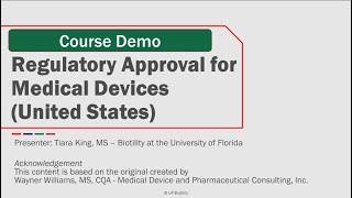 CITI Program Course Preview - Biotility: Regulatory Approval for Medical Devices (U.S.)