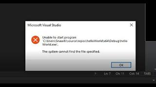 Error: Unable to start program )location name)\name.exe. The system cannot find the file specified