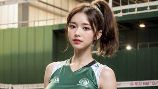 AI Beauty Lookbook | Volleyball Player in an All-Green Uniform 2K