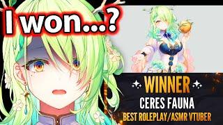 Fauna finds out she won BEST ASMR Roleplay in the Vtuber Award 【Ceres Fauna / Hololive EN】