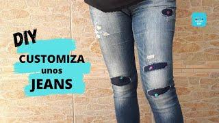 ️Cómo PONER PARCHES  a PANTALÓN VAQUERO DIY | Moment DIY #diy#parchesjeans#costurafacil#jeans