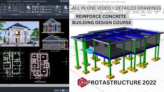 PROTASTRUCTURE , REINFORCE CONCRETE  BUILDING DESIGN COURSE AND DETAILS DRAWINGS 4 BEGINNERS #CAD