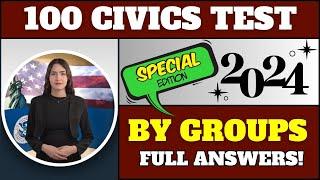 2024 USCIS official 100 Civics Questions and Answers by Groups for US Citizenship Test