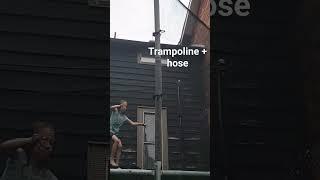 Trampoline + hose #summer #cruelsummer #80ssummer #kidsofyoutube #trampoline #perfect #freefun