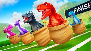 Dinosaurs Sack Race!  Who Will Win the Prehistoric Race in Jurassic World?