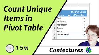 Count Unique (Distinct) Items in Excel Pivot Table