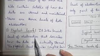 Part-8:Data Abstraction &Types of Abstraction-Physical level,Logical level,View level with diagrams.