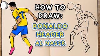 How to draw and colour! RONALDO HEADER (step by step drawing tutorial)