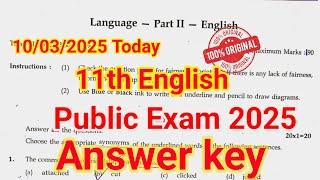 11th English Public Exam Answer 2025 | 11th English Answer key 10/03/2025 Today