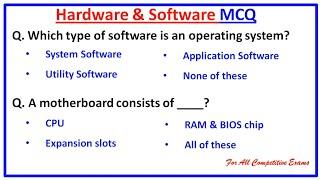 Computer Hardware and Software MCQ's - Computer Mcq for all Competitive Exams