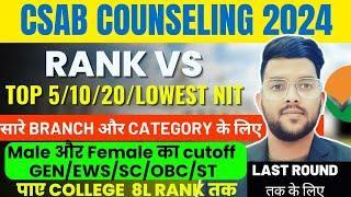 CSAB Counseling 2024 Rank vs सारे NIT  | सारे branch और Category का cutoff #csab #nit #cutoff