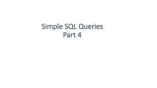 Simple SQL Queries: Part 4 - Sub-queries