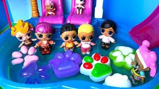 TABA PAWS IN THE POOL WITH DOLLS LOL SURPRISE Funny cartoons DARINELKA