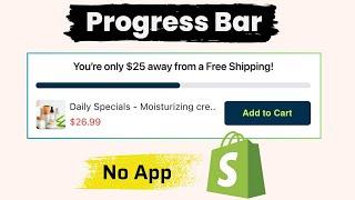 Shopify Progress Bar on  Cart Drawer and Cart Page | Without App [FREE]