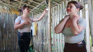 The girl on the lake installed a bathroom shower and a fish cage frame.